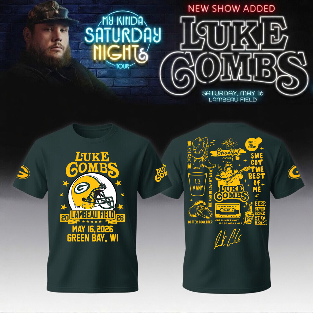 Luke Combs Merch x Packers 2026 T-Shirt My Kinda Saturday Night Tour Luke Combs Clothes