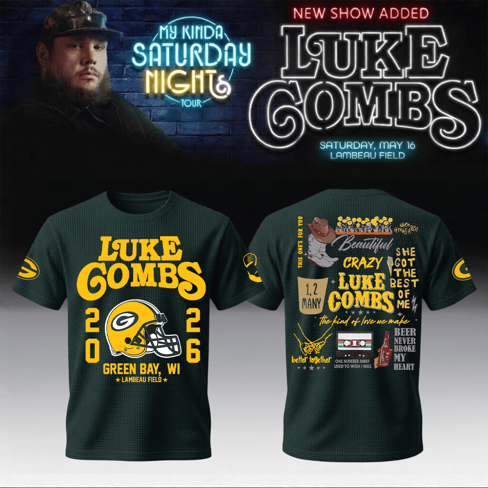 Luke Combs Merch x Packers 2026 T-Shirt My Kinda Saturday Night Tour Shirt Fans Gear