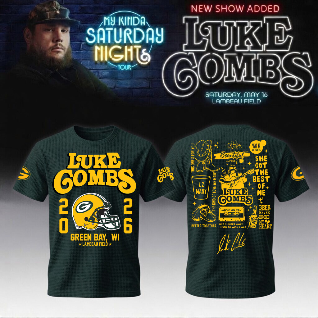 Luke Combs Merch x Packers 2026 T-Shirt My Kinda Saturday Night Tour Shirt Music Gift For Fans