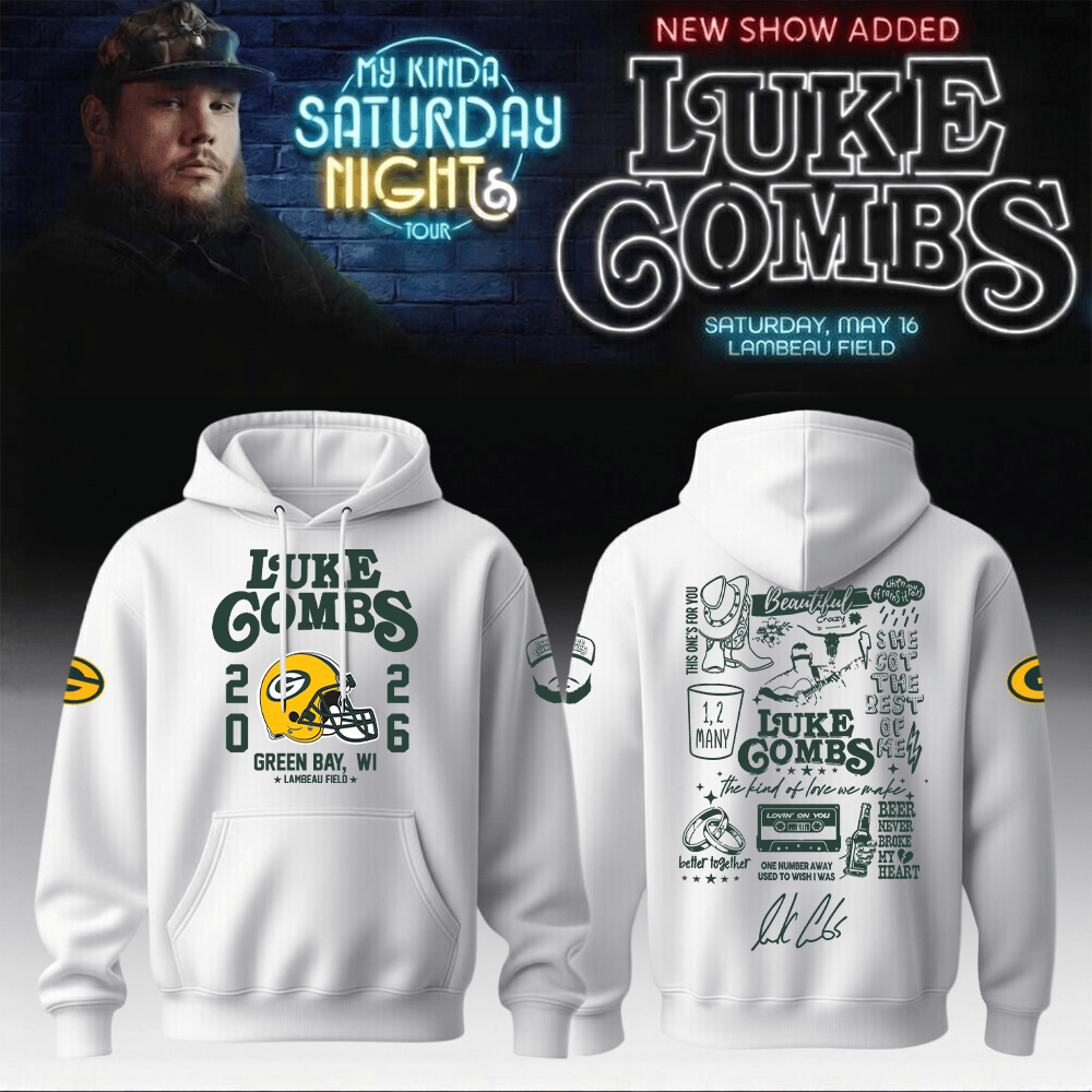 Luke Combs Merch x Packers Hoodie My Kinda Saturday Night Tour Luke Combs Best Hits Gear