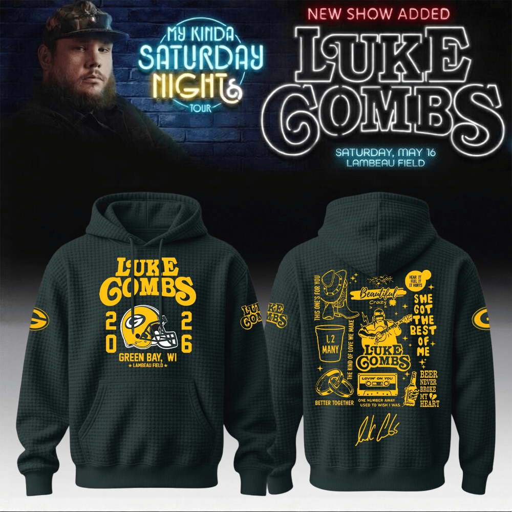 Luke Combs Merch x Packers Hoodie My Kinda Saturday Night Tour Luke Combs Heritage Apparel