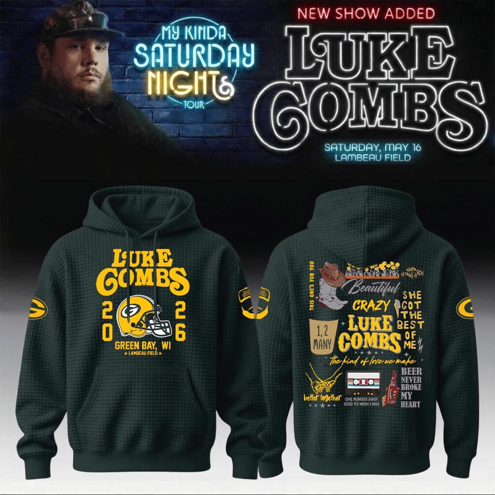 Luke Combs Merch x Packers Hoodie My Kinda Saturday Night Tour Packers Music Concert Apparel