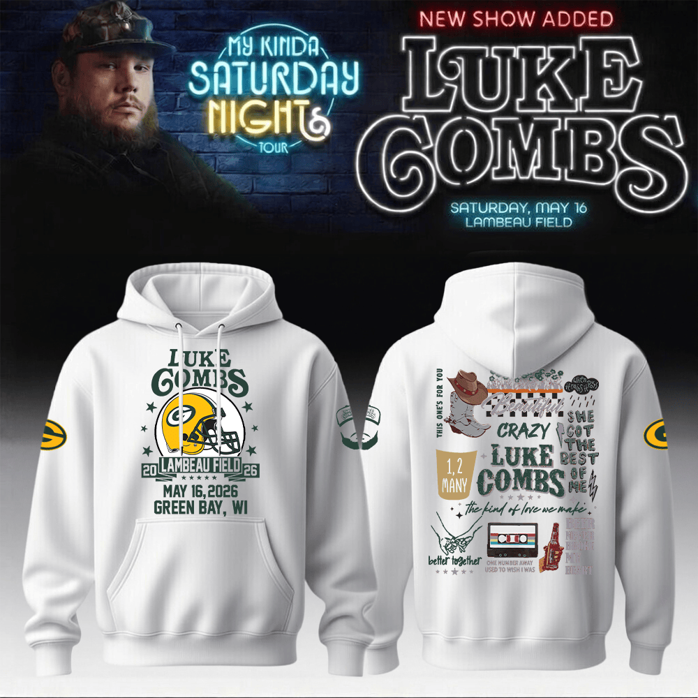 Luke Combs Merch x Packers My Kinda Saturday Night Tour 2026 Hoodie Football Gear
