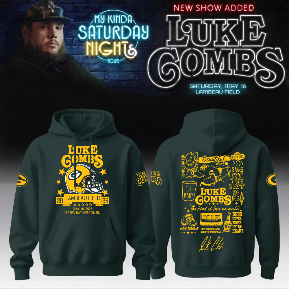 Luke Combs Merch x Packers My Kinda Saturday Night Tour 2026 Hoodie Packers Hooded Sweatshirt