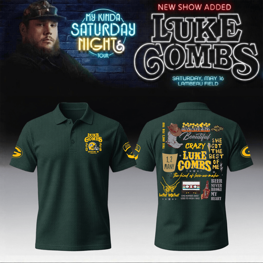 Luke Combs Merch x Packers My Kinda Saturday Night Tour 2026 Polo Shirt Country Music Shirt