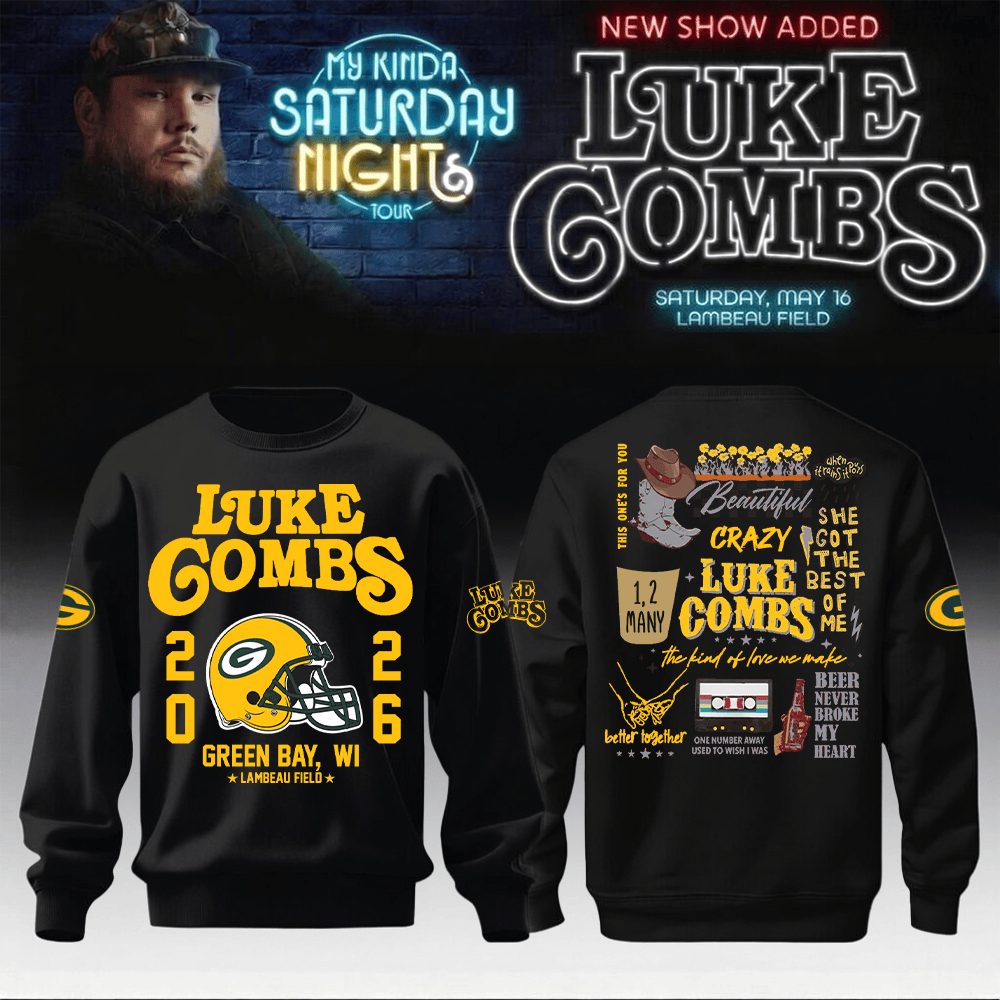 Luke Combs Merch x Packers My Kinda Saturday Night Tour 2026 Sweatshirt Collector's Gift