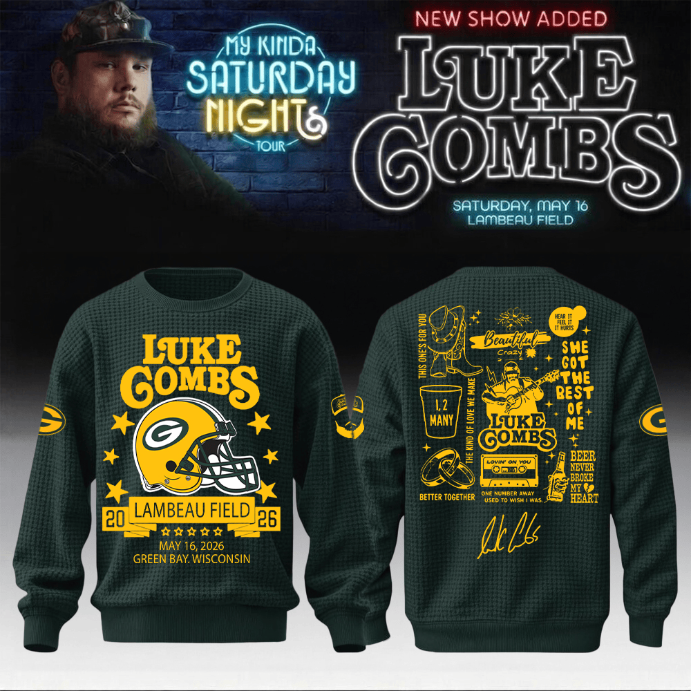 Luke Combs Merch x Packers My Kinda Saturday Night Tour 2026 Sweatshirt Music Apparel