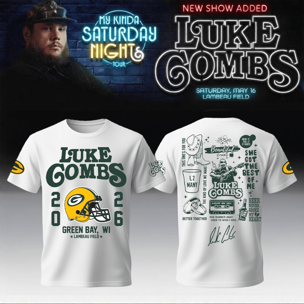 Luke Combs Merch x Packers My Kinda Saturday Night Tour 2026 T-Shirt Football Lover Clothes