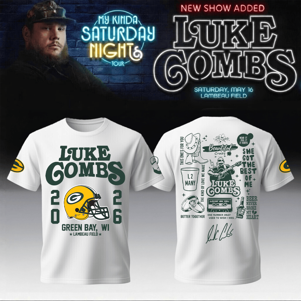 Luke Combs Merch x Packers My Kinda Saturday Night Tour 2026 T-Shirt Football Lover Shirt