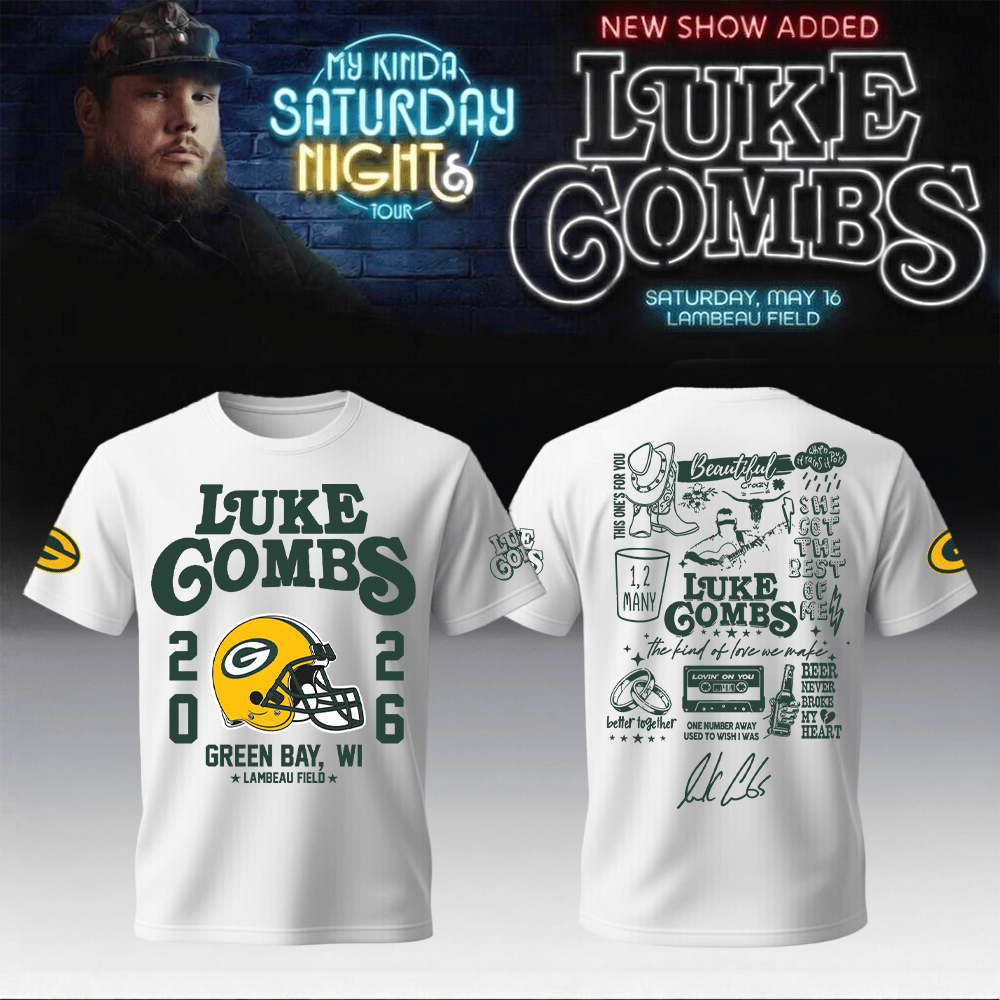 Luke Combs Merch x Packers My Kinda Saturday Night Tour 2026 T-Shirt Game Day Clothes
