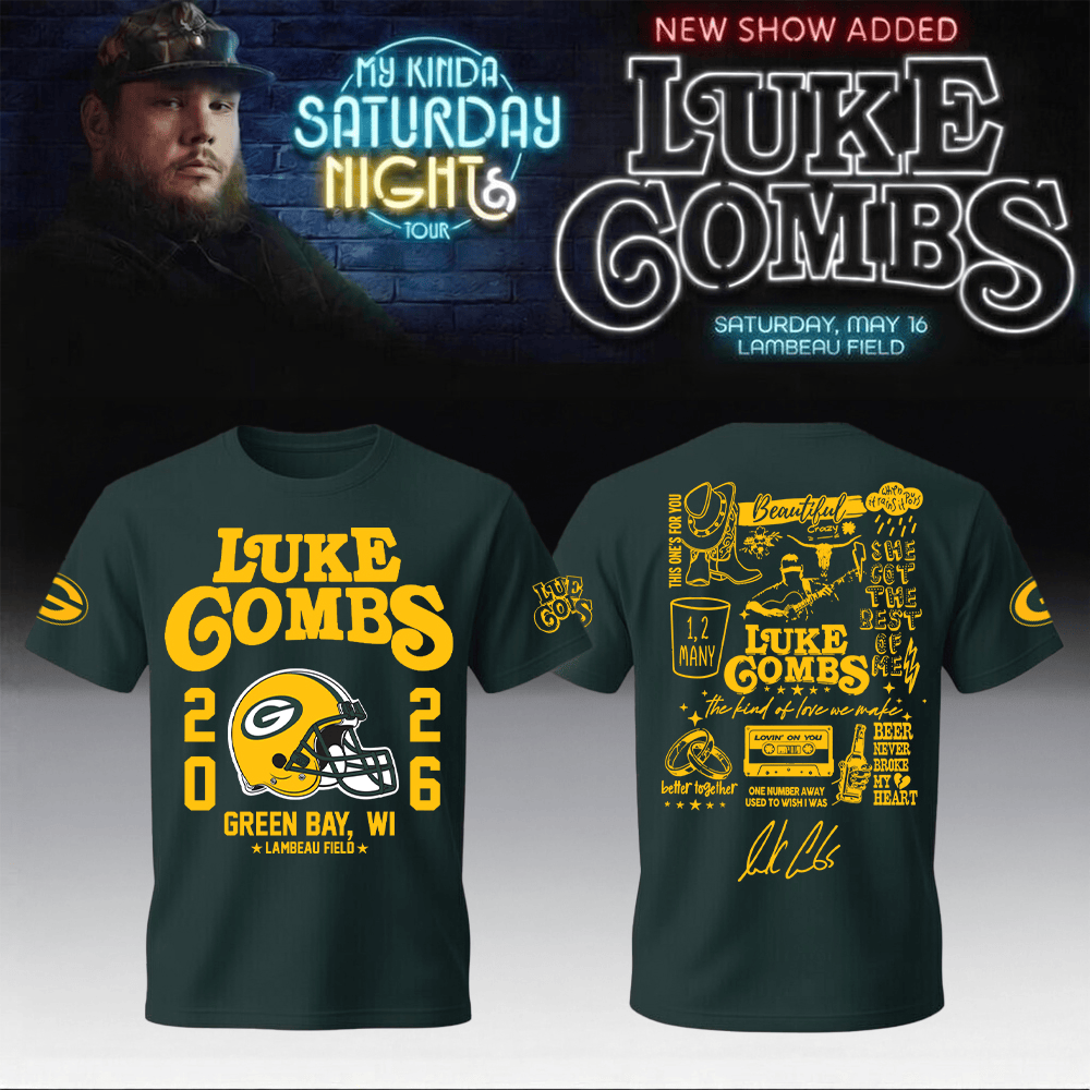 Luke Combs Merch x Packers My Kinda Saturday Night Tour 2026 T-Shirt Green Bay Packers Shirt