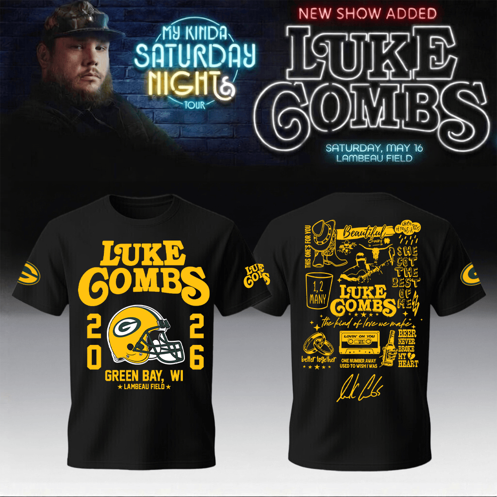 Luke Combs Merch x Packers My Kinda Saturday Night Tour 2026 T-Shirt Luke Combs Clothing