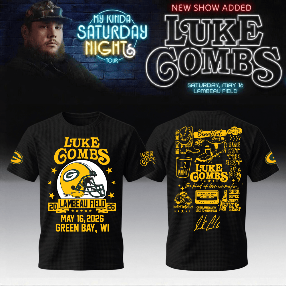 Luke Combs Merch x Packers My Kinda Saturday Night Tour 2026 T-Shirt Unique Presents