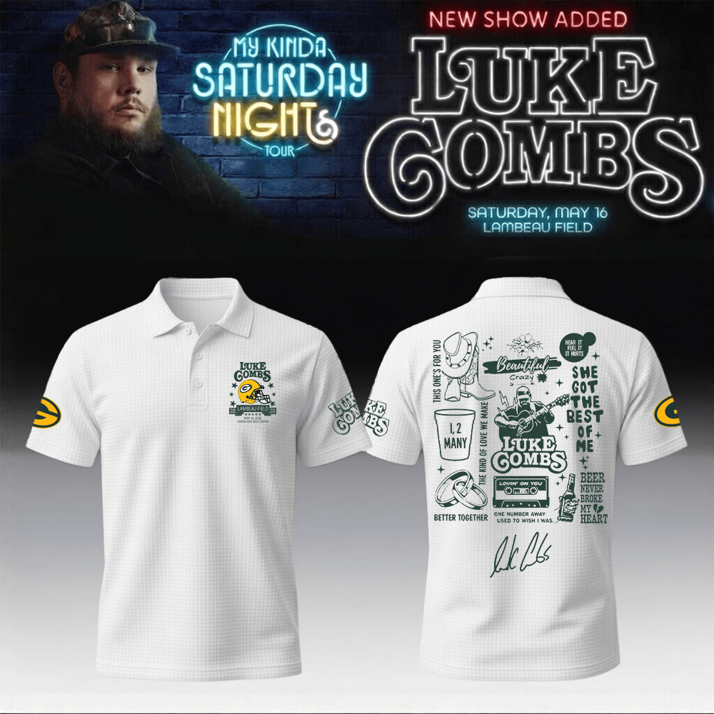 Luke Combs Merch x Packers My Kinda Saturday Night Tour Polo Shirt Luke Combs Apparel Fan Gear