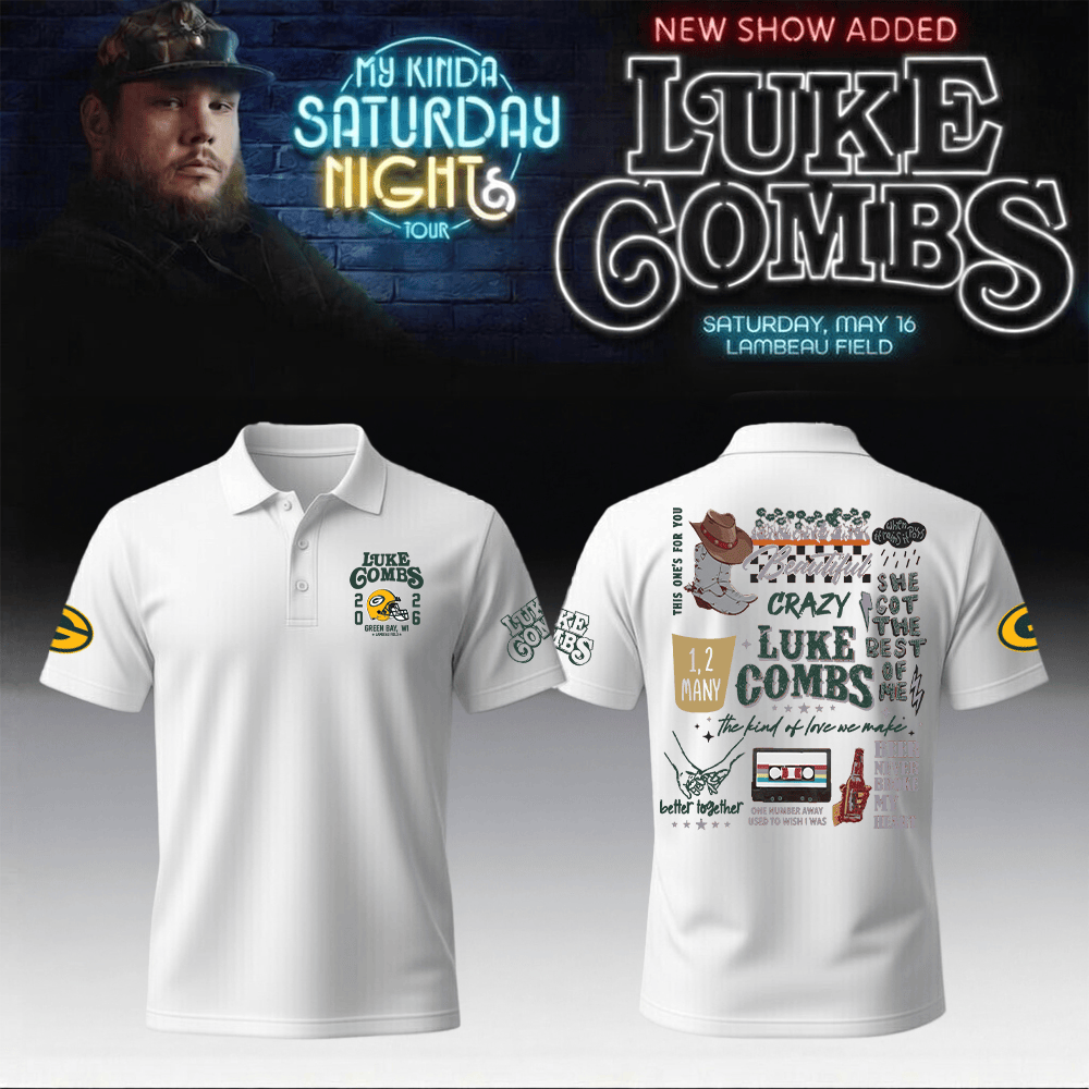 Luke Combs Merch x Packers My Kinda Saturday Night Tour Polo Shirt Luke Combs Clothing