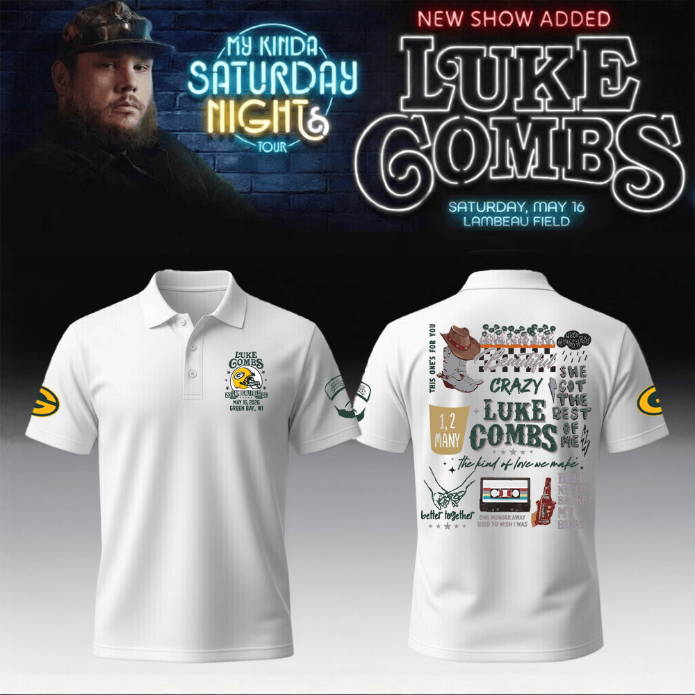 Luke Combs Merch x Packers My Kinda Saturday Night Tour Polo Shirt Unique Gift For Music Buffs