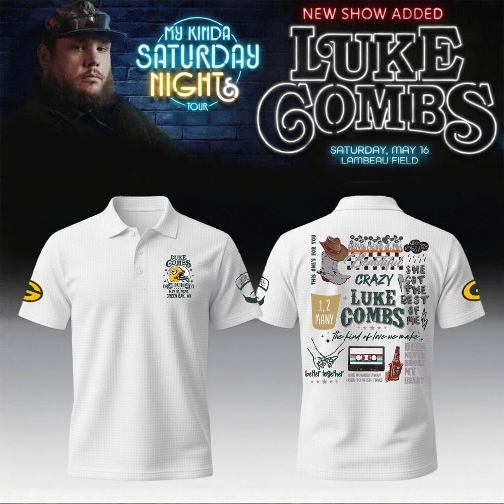 Luke Combs Merch x Packers My Kinda Saturday Night Tour Polo Shirt Unique Gift Ideas