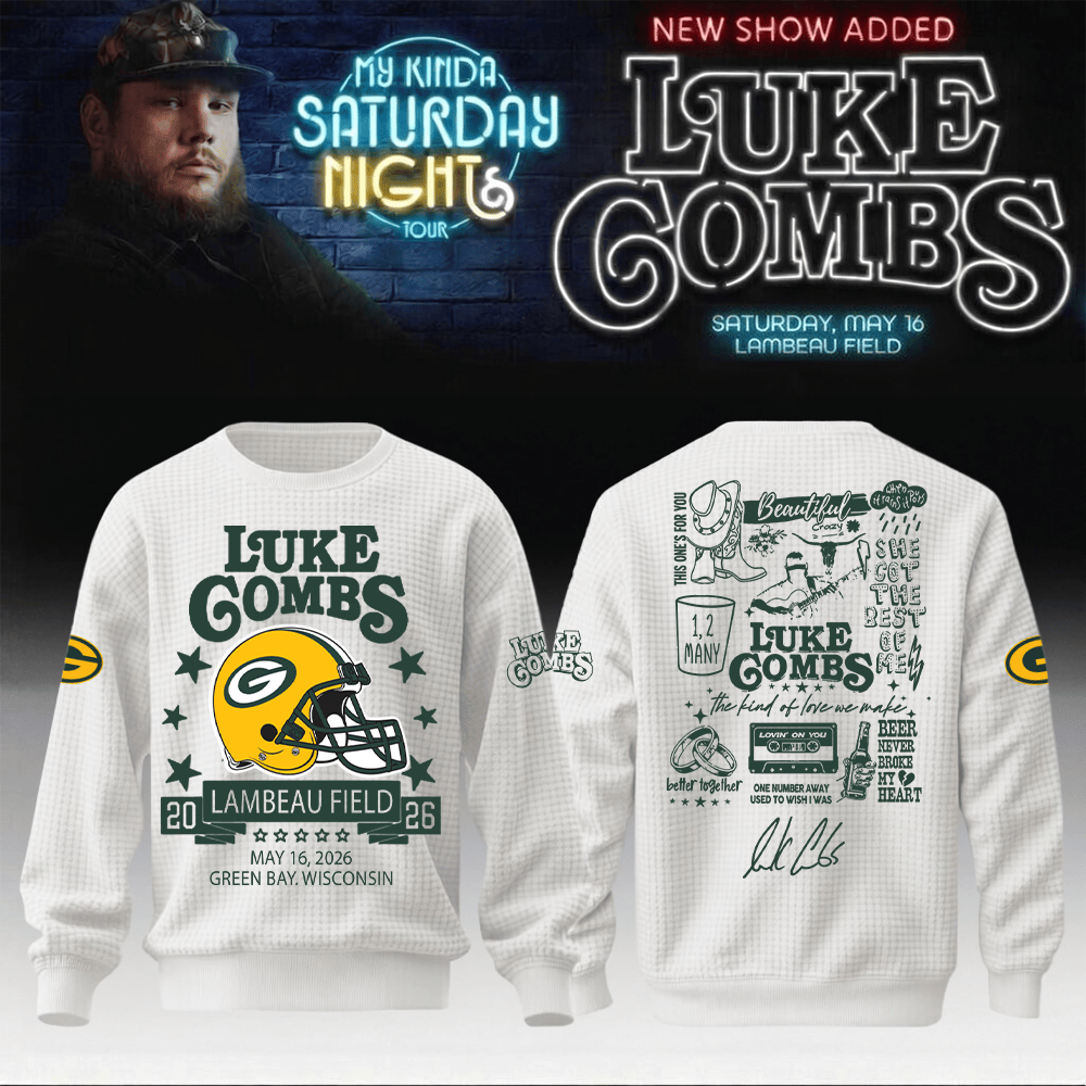 Luke Combs Merch x Packers My Kinda Saturday Night Tour Sweatshirt Packers Clothing Line