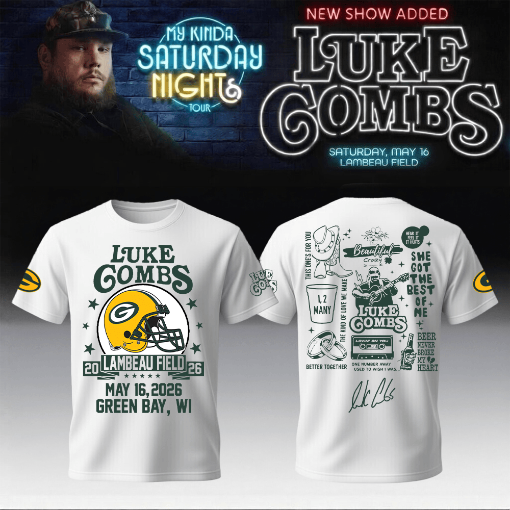 Luke Combs Merch x Packers My Kinda Saturday Night Tour T-Shirt Best Gift Ideas