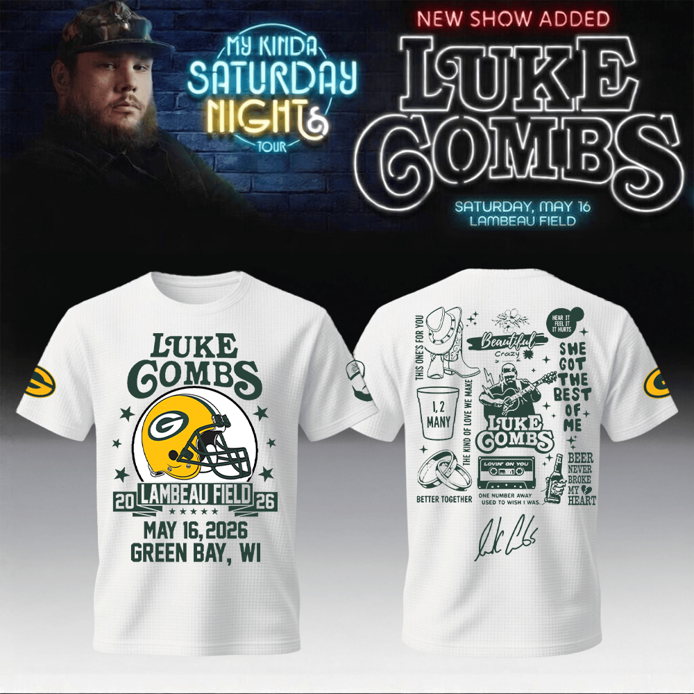 Luke Combs Merch x Packers My Kinda Saturday Night Tour T-Shirt Football Lover Gifts