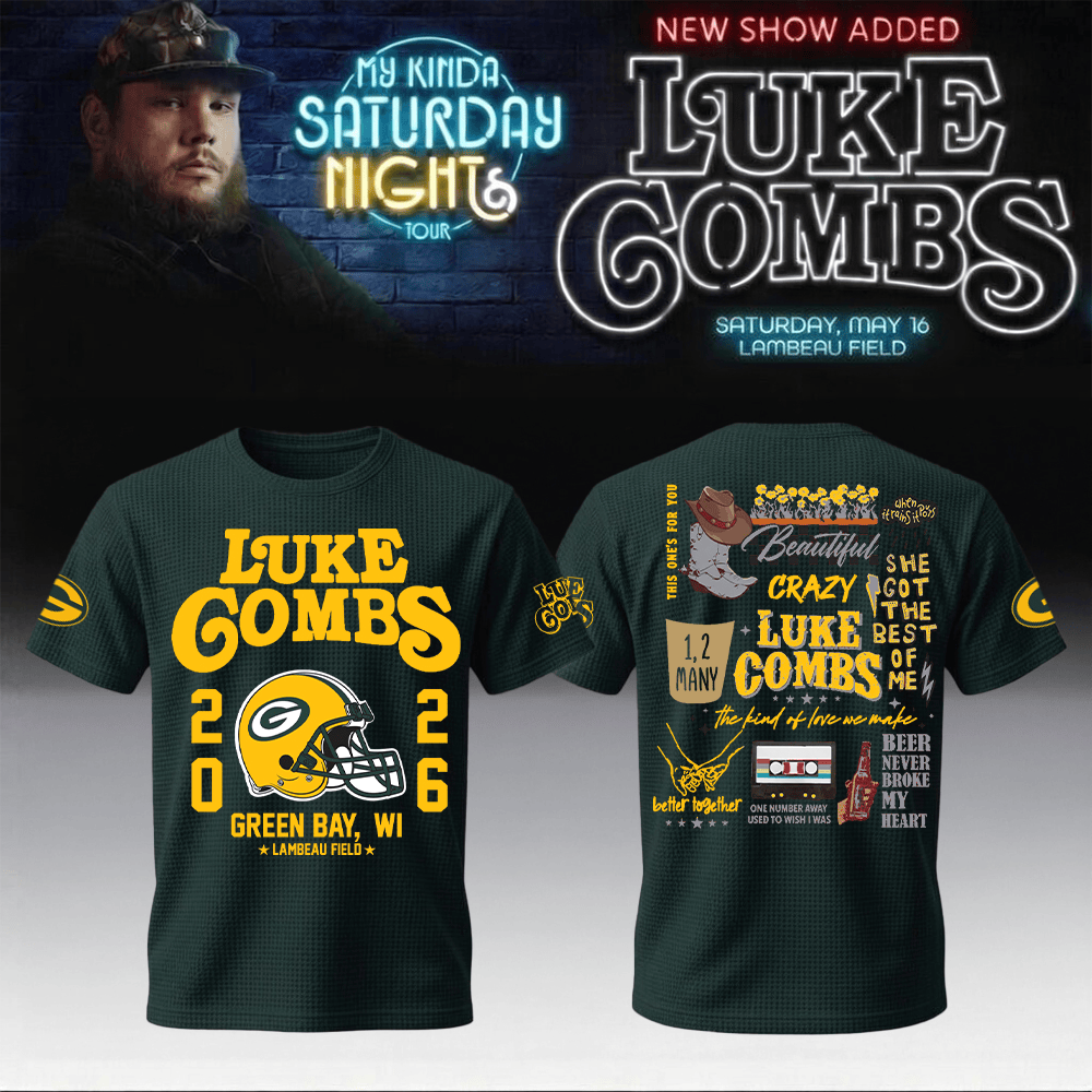 Luke Combs Merch x Packers My Kinda Saturday Night Tour T-Shirt Luke Combs Clothes
