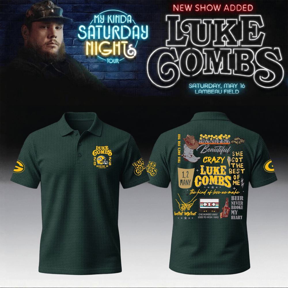 Luke Combs Merch x Packers Polo Shirt My Kinda Saturday Night Tour 2026 Music Buffs Gift