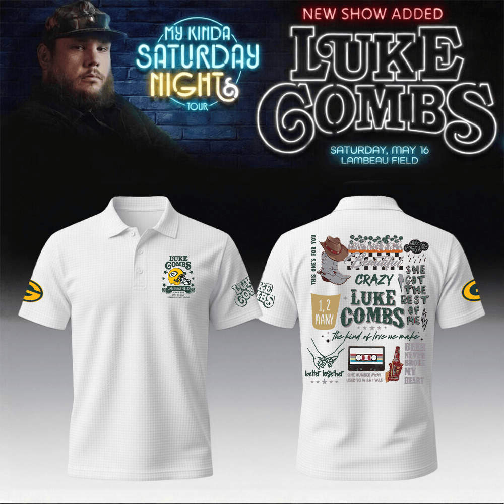 Luke Combs Merch x Packers Polo Shirt My Kinda Saturday Night Tour Luke Combs Fan Base Gear