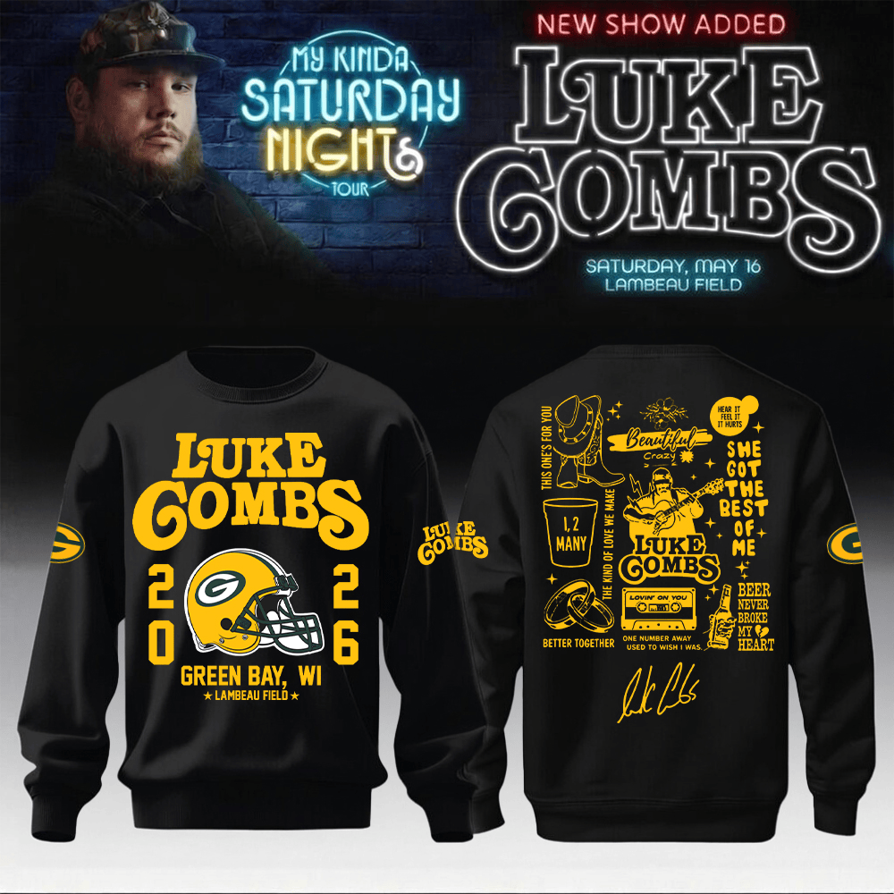 Luke Combs Merch x Packers Sweatshirt My Kinda Saturday Night Tour 2026 Clothes For Fans