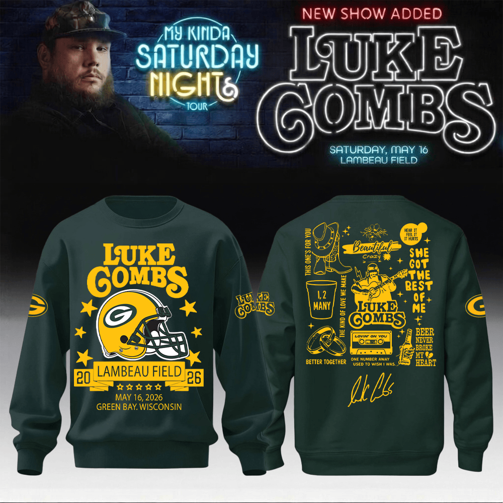 Luke Combs Merch x Packers Sweatshirt My Kinda Saturday Night Tour 2026 Fans Gear For Him