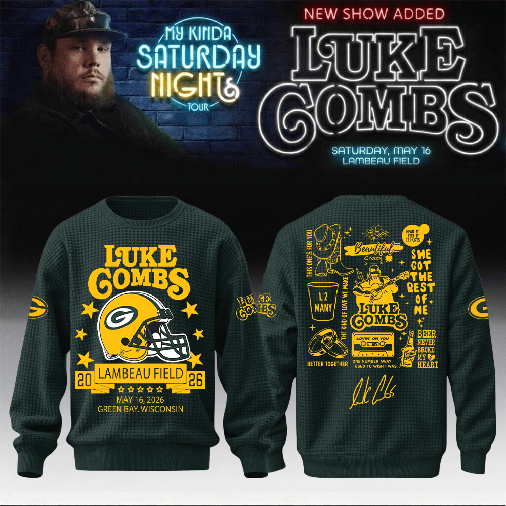 Luke Combs Merch x Packers Sweatshirt My Kinda Saturday Night Tour 2026 Music Concert Apparel