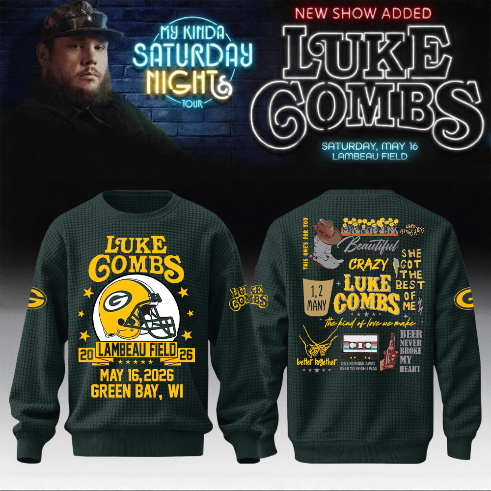 Luke Combs Merch x Packers Sweatshirt My Kinda Saturday Night Tour 2026 Outfits