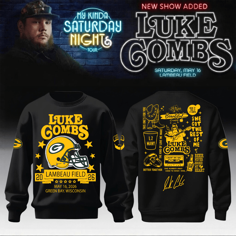 Luke Combs Merch x Packers Sweatshirt My Kinda Saturday Night Tour Acoustic Vibes