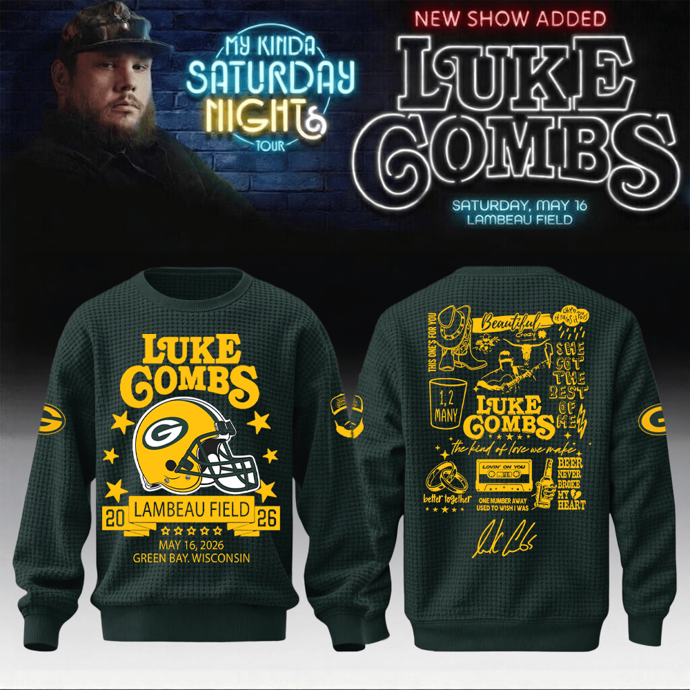 Luke Combs Merch x Packers Sweatshirt My Kinda Saturday Night Tour Concert Commemorative Clothes