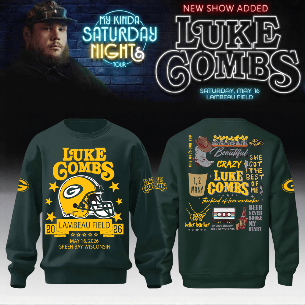 Luke Combs Merch x Packers Sweatshirt My Kinda Saturday Night Tour Luke Combs Streetwear Style