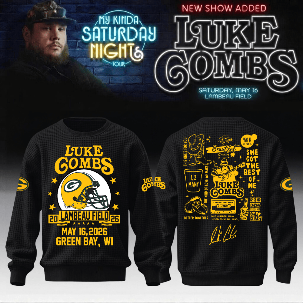 Luke Combs Merch x Packers Sweatshirt My Kinda Saturday Night Tour Vintage Style Tour Wear