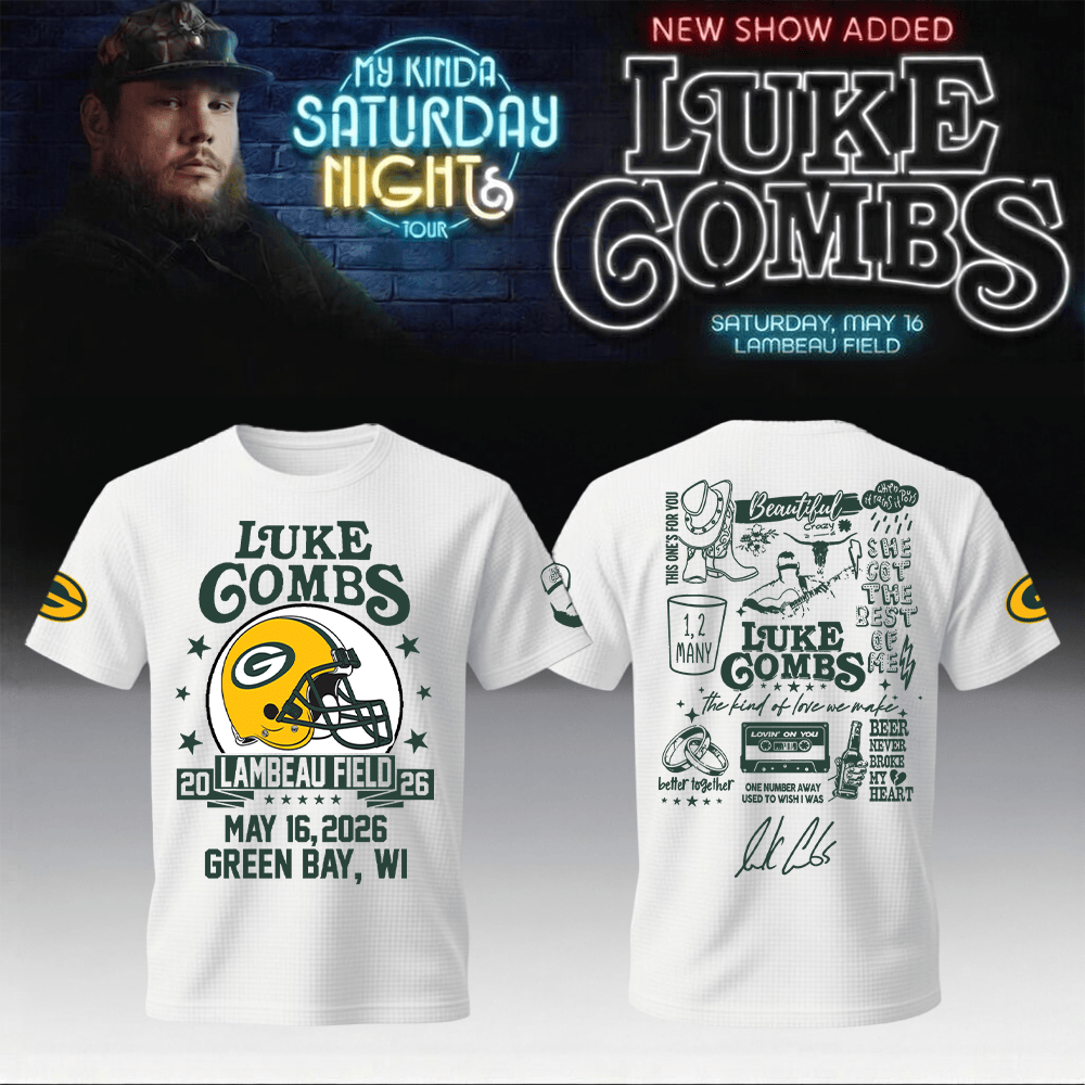 Luke Combs Merch x Packers Sweatshirt My Kinda Saturday Night Tour Vintage Style Tour Wear