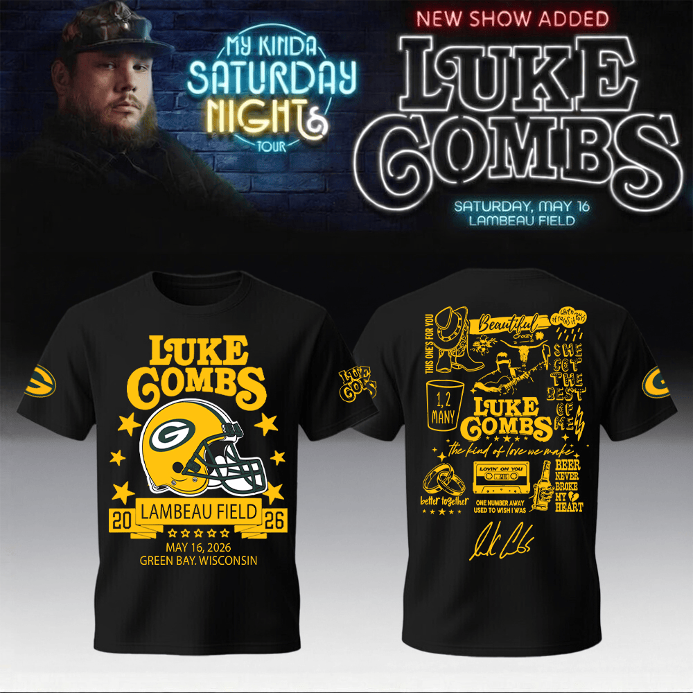 Luke Combs Merch x Packers T-Shirt My Kinda Saturday Night Tour 2026 Husband Gift