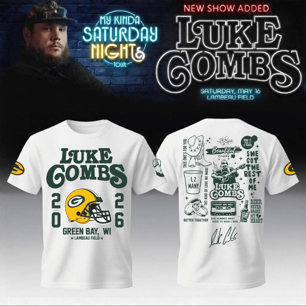 Luke Combs Merch x Packers T-Shirt My Kinda Saturday Night Tour Bootleggers Fan Clothes