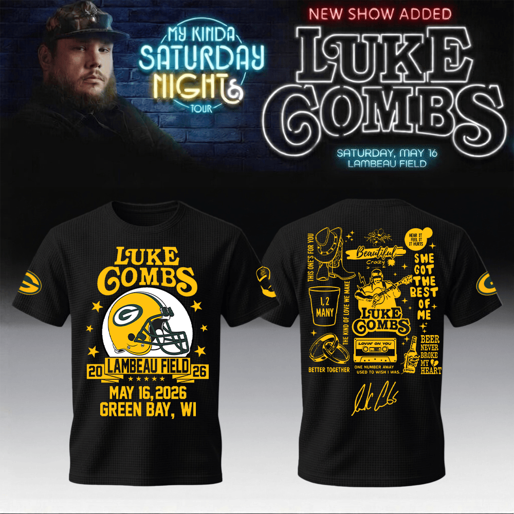 Luke Combs Merch x Packers T-Shirt My Kinda Saturday Night Tour Luke Combs Fan Base Gear