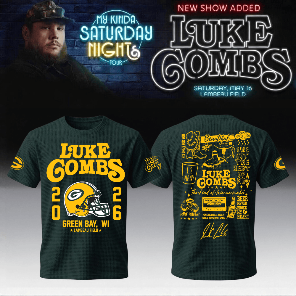 Luke Combs Merch x Packers T-Shirt My Kinda Saturday Night Tour Luke Combs Headline Tour Gear