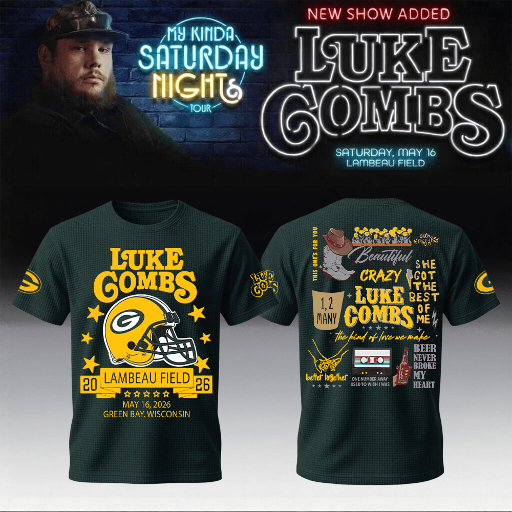Luke Combs Merch x Packers T-Shirt My Kinda Saturday Night Tour Road Trip Tour Clothes