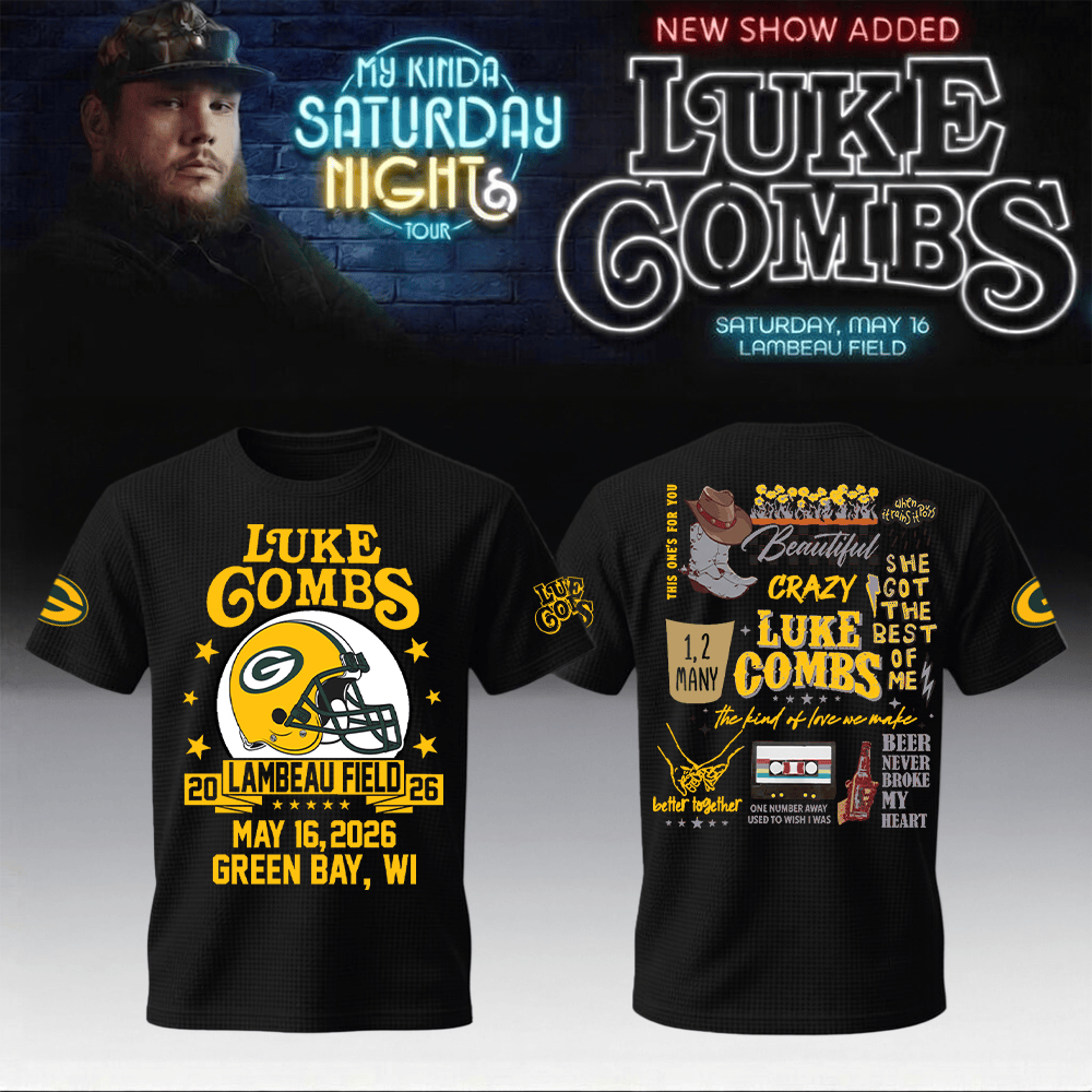 Luke Combs Merch x Packers T-Shirt My Kinda Saturday Night Tour Saturday Night Vibes Wear