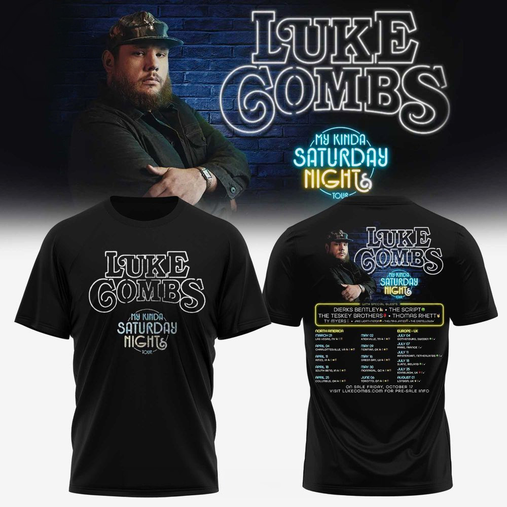 Luke Combs My Kinda Saturday Night Tour T-Shirt Luke Combs Merch Gifts For Son In Law