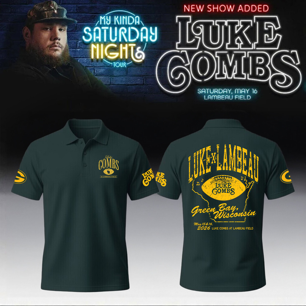 Luke Combs X Green Bay Packers Merch My Kinda Saturday Night Tour Polo Shirt Gift For Country Boys
