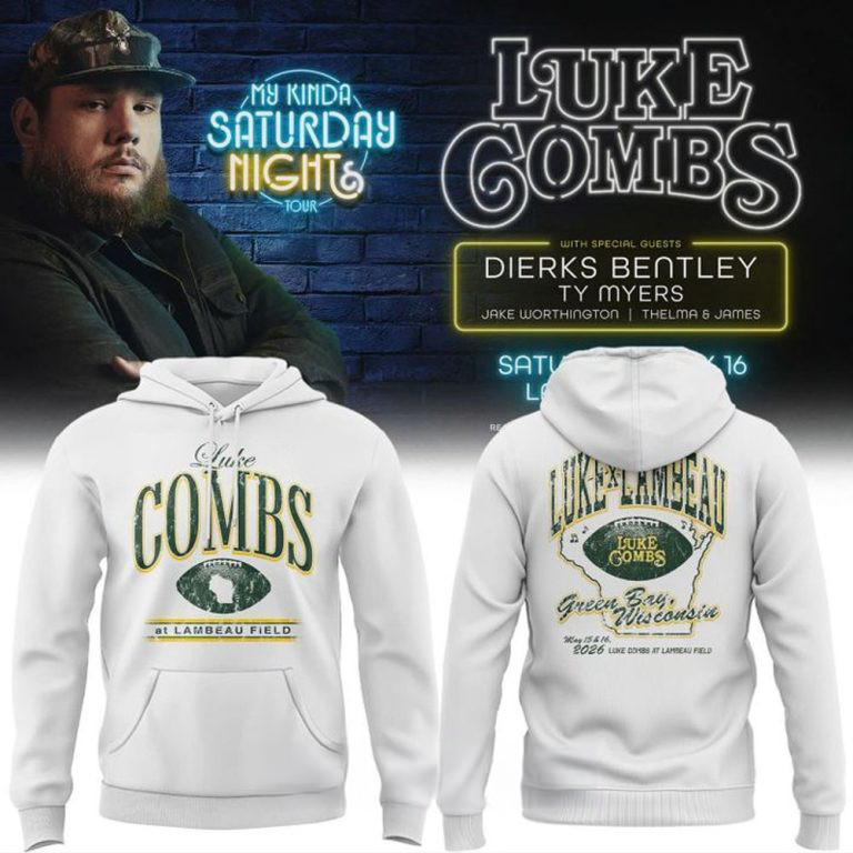 Luke Combs x Green Bay Packers My Kinda Saturday Night Tour Hoodie Luke Combs Apparel
