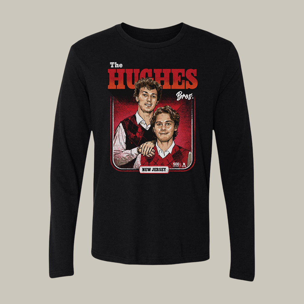 Luke Hughes & Jack Hughes New Jersey Step Brothers Long Sleeve Shirt Jack Hughes Clothing