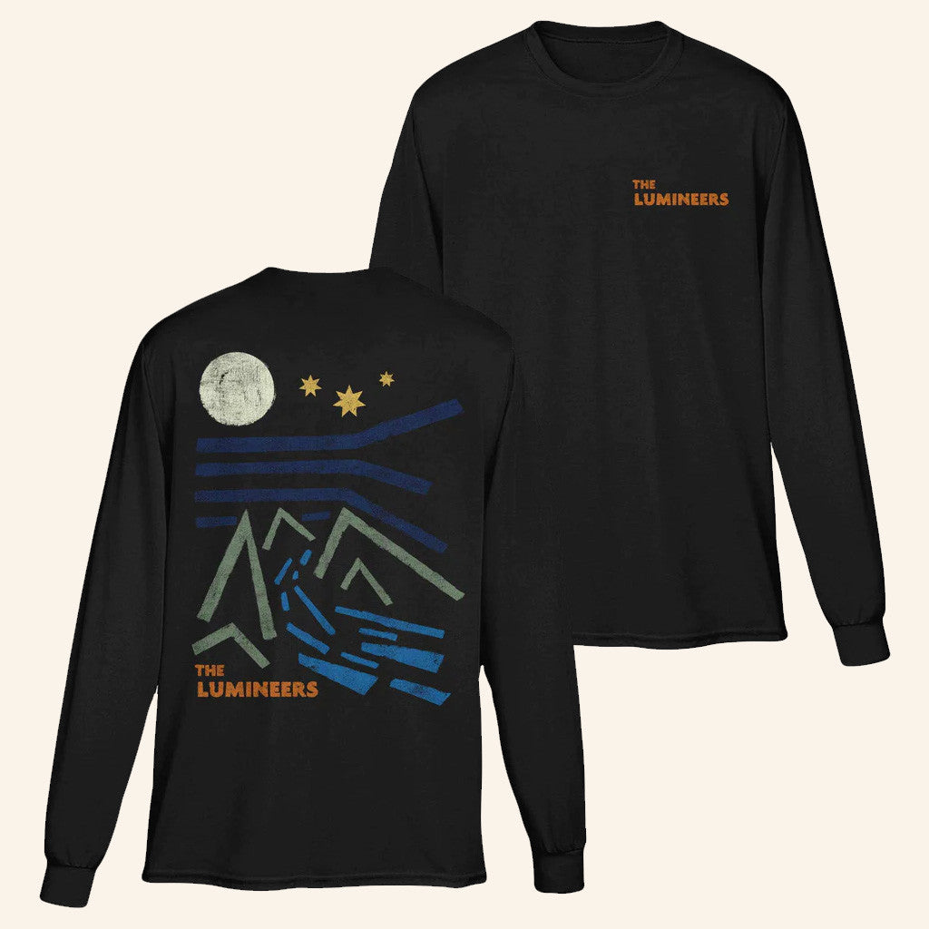Lumineers Merch Tour 2025 Mountain Landscape Long Sleeve T-Shirt Gifts For Him Lumineers Merch Tour 2025 Mountain Landscape Long Sleeve T-Shirt Gifts For Him
