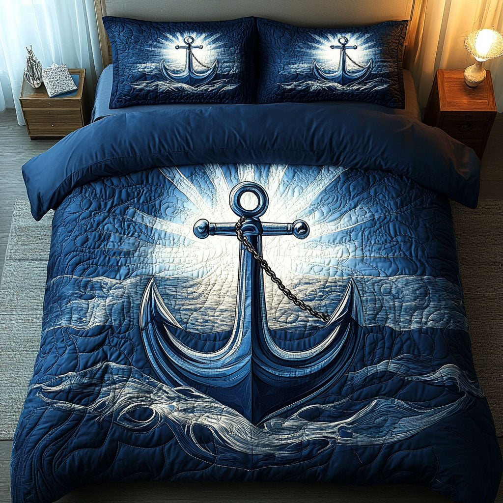 Luminous Anchor Quilted Bedding Set Holiday Duvet Covers Anchor Themed Gifts