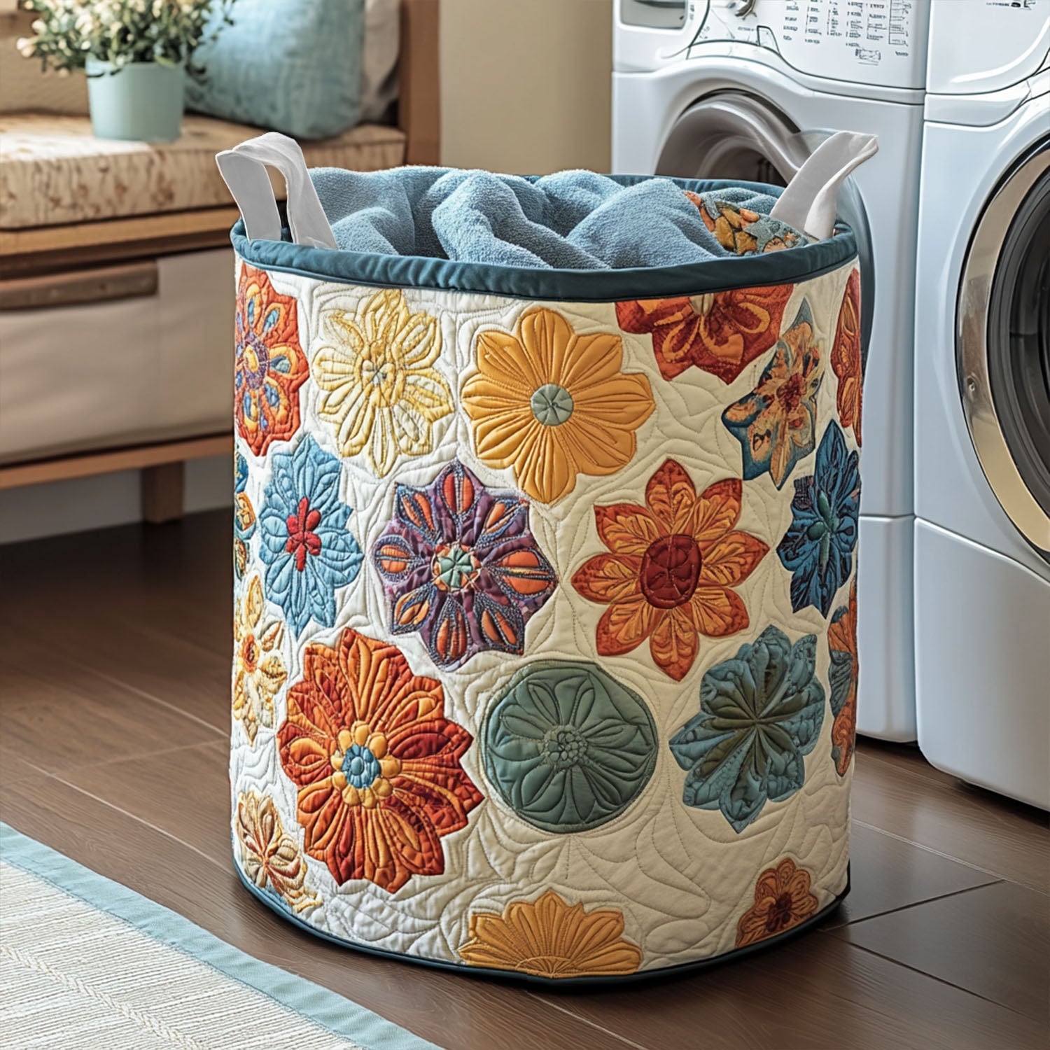 Luminous Echo Quilted Laundry Basket Unique Gift For Laundry Lovers