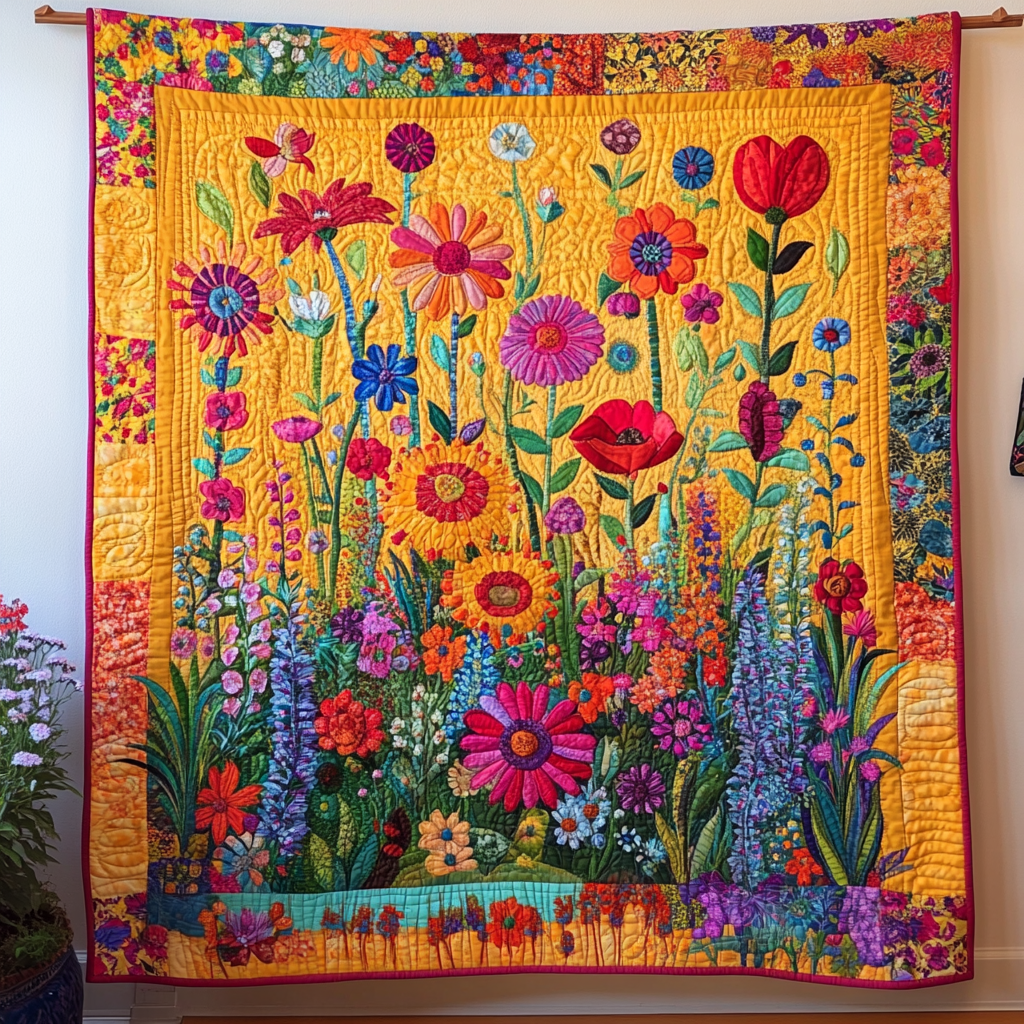 Luminous Flowers Quilted Blanket Sunflower Gifts For Her